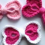 Crochet Hearts Hair Bow