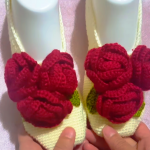 Crochet Slippers With Flowers