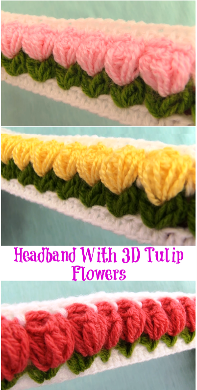 Headband with 3d tulip flowers
