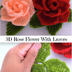 3D Rose Flower With Leaves