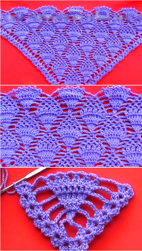 pineapple stitch for triangular shawl