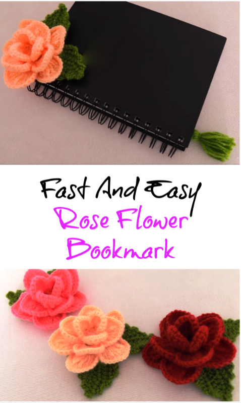 fast and easy rose flower bookmark