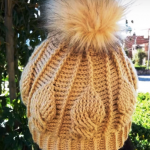 Crochet Leaves Stitch Pompom Hat