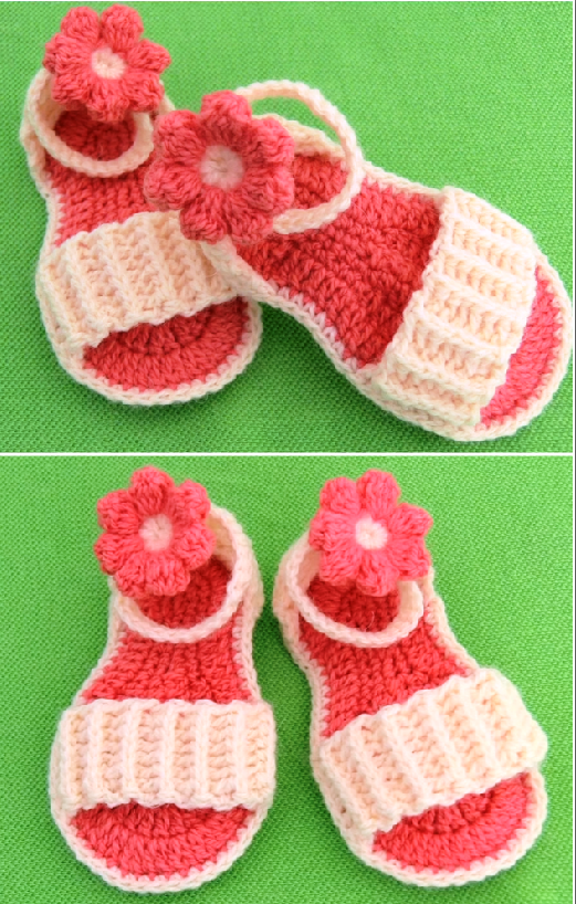 crochet baby sandals with flowers