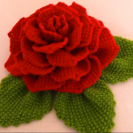 Crochet 3 D Flower With Leaves