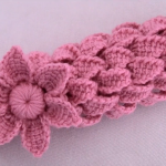 Crochet Headband With Leaf Braids And 3 D Flower