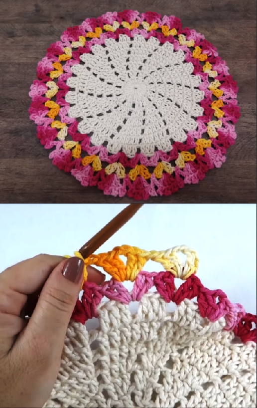 crochet multicolored doily