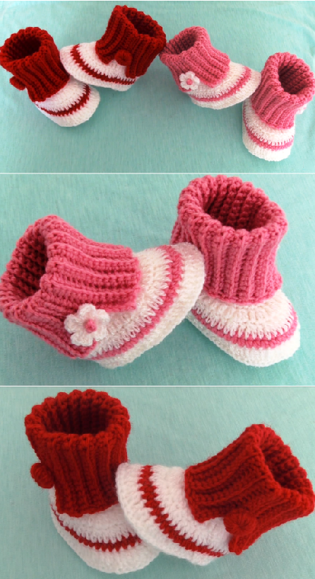 crochet baby shoes with little flower