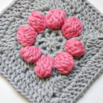 Crochet Granny Square With Puff Stitch Flower