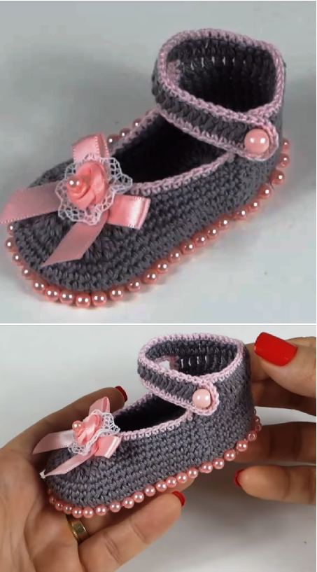 Crochet Beautiful Baby Girl Shoes