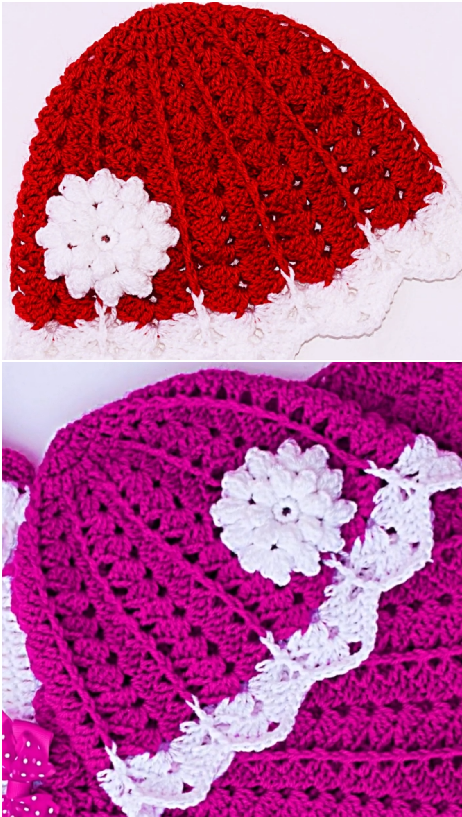 Crochet Christmas Hat With Flower