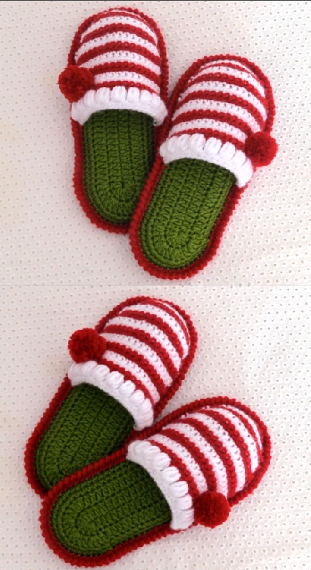 Crochet Christmas Slippers