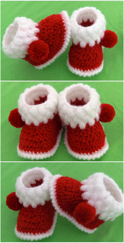 Crochet Easy Baby Booties For Christmas