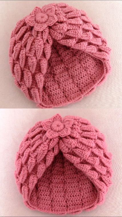 crochet 3d hat with flower