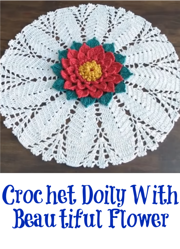 crochet doily with beautiful flower