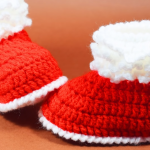 Crochet Fast And Easy Santa Shoes For Baby