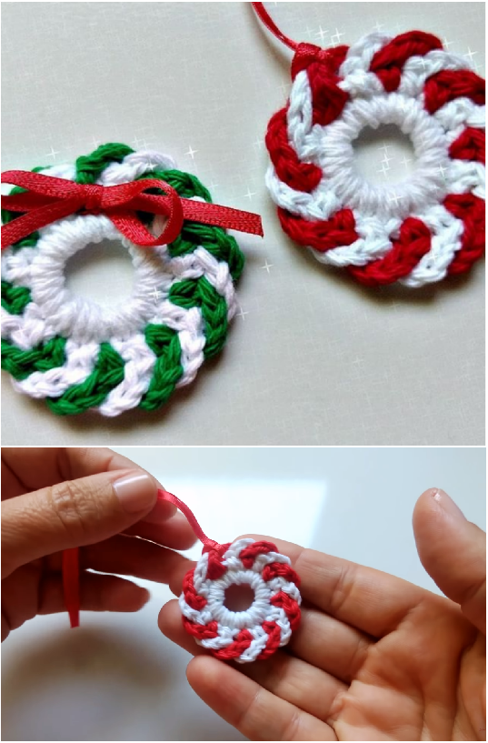 Crochet Mini Wreaths For Christmas