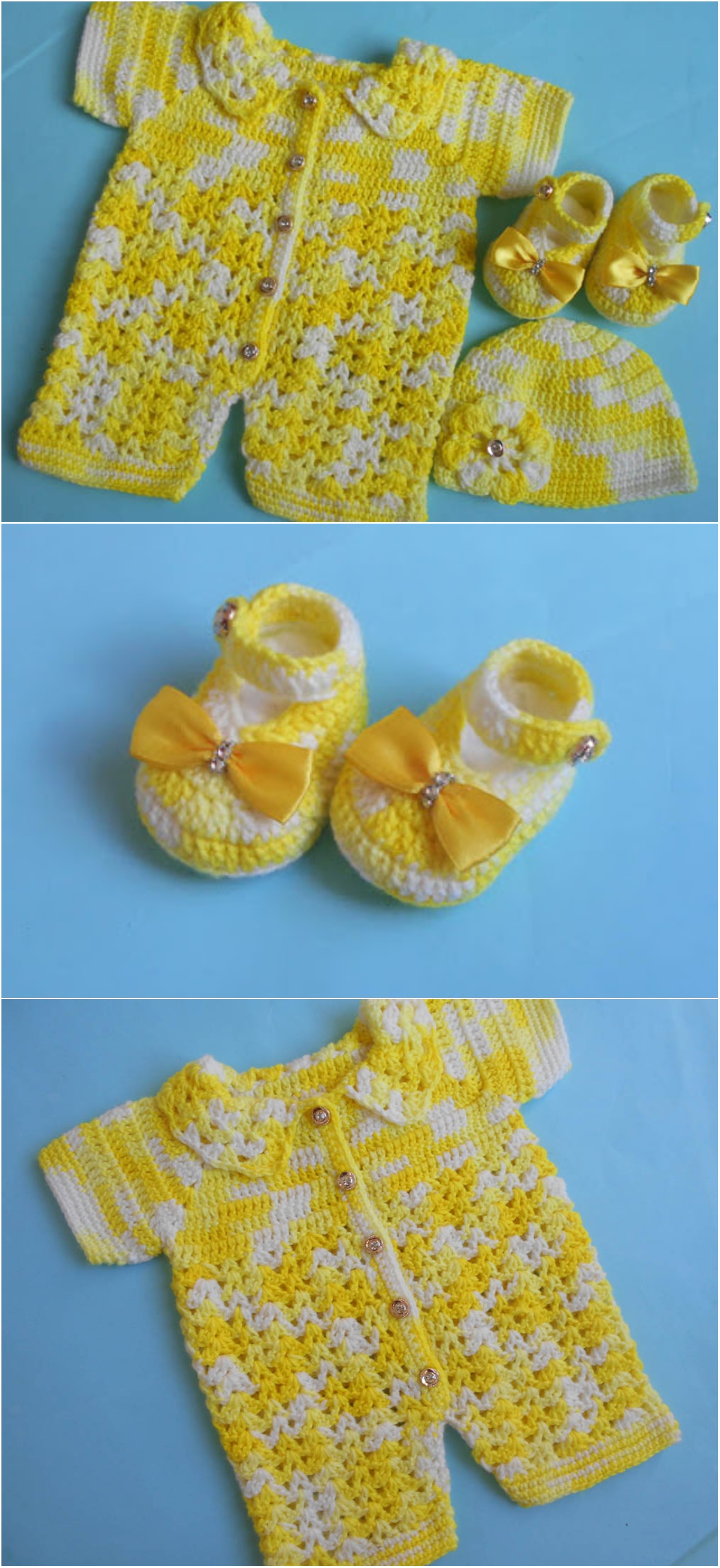 Crochet Baby Romper And Booties Set