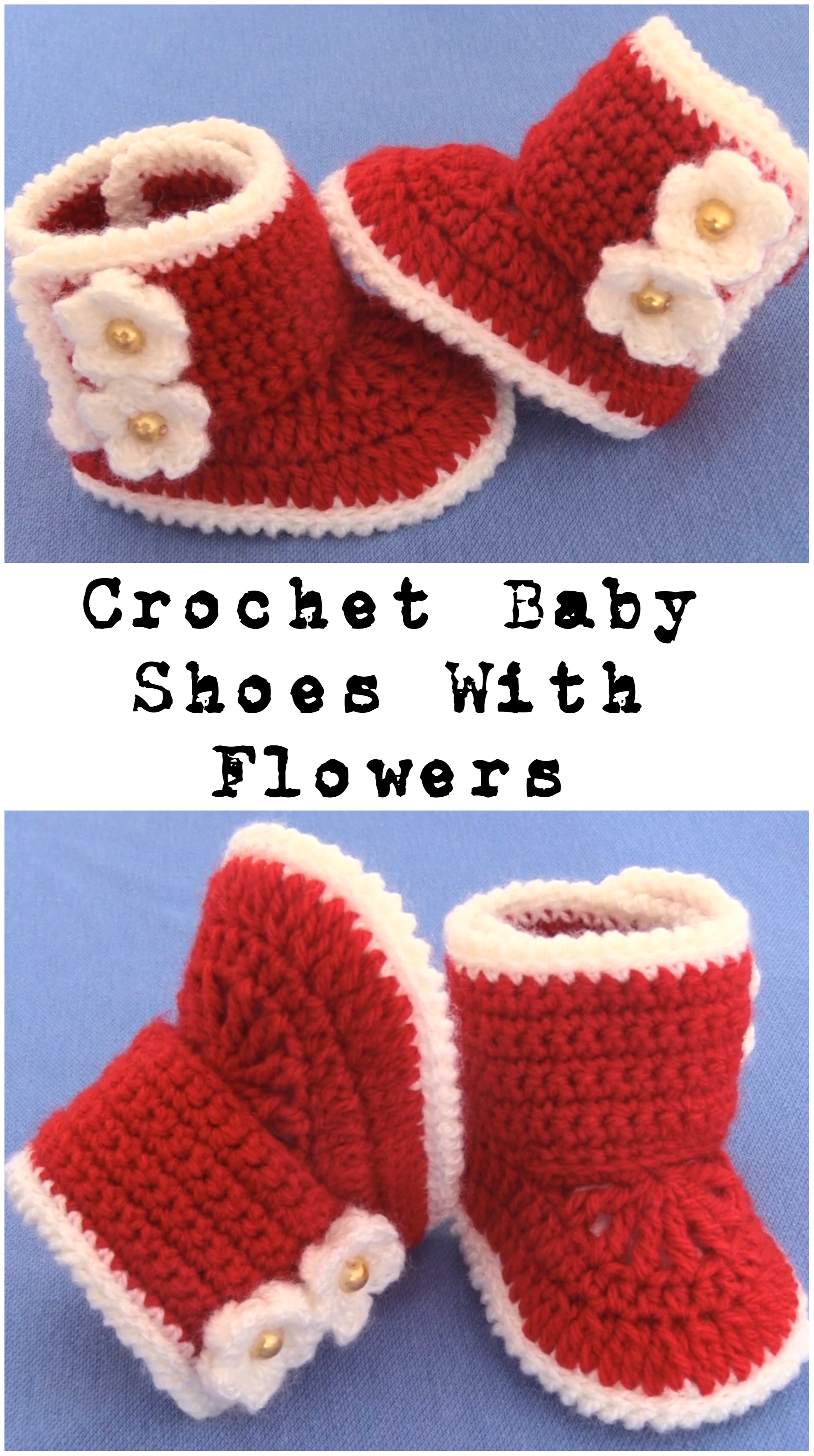 Crochet Baby Shoes With Flowers