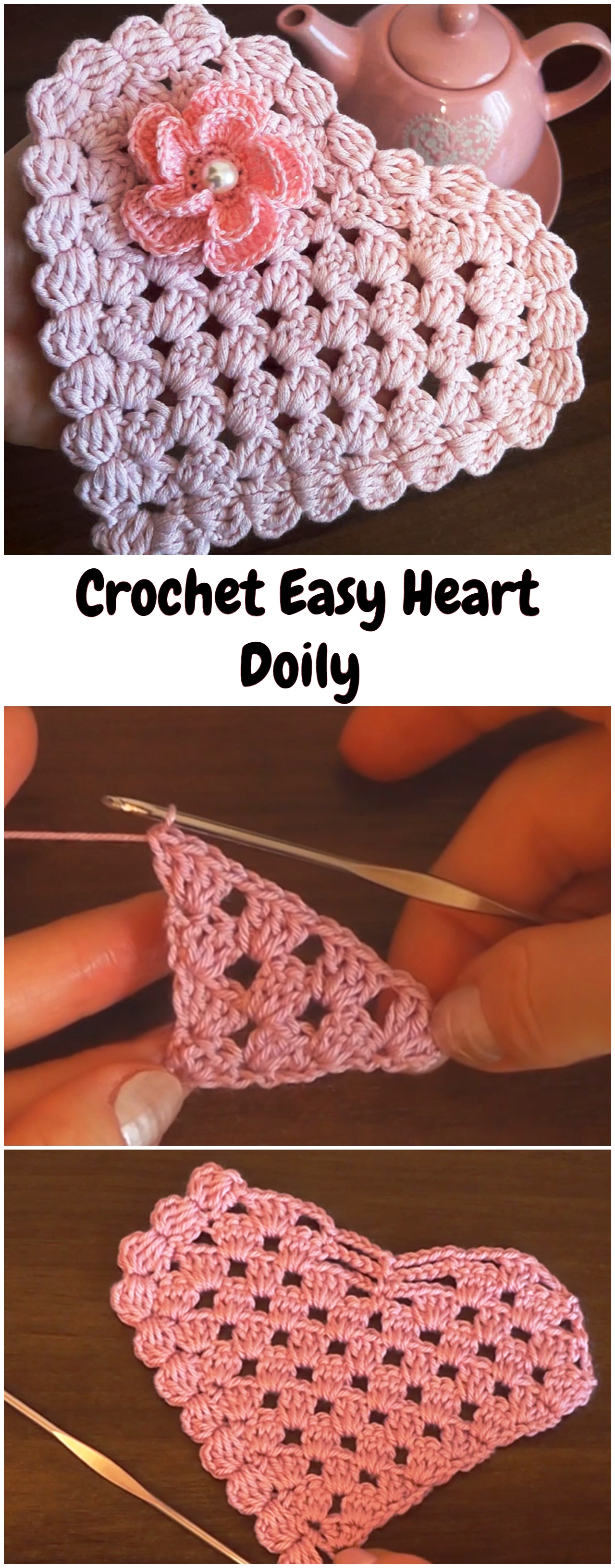 Crochet Easy Heart Doily