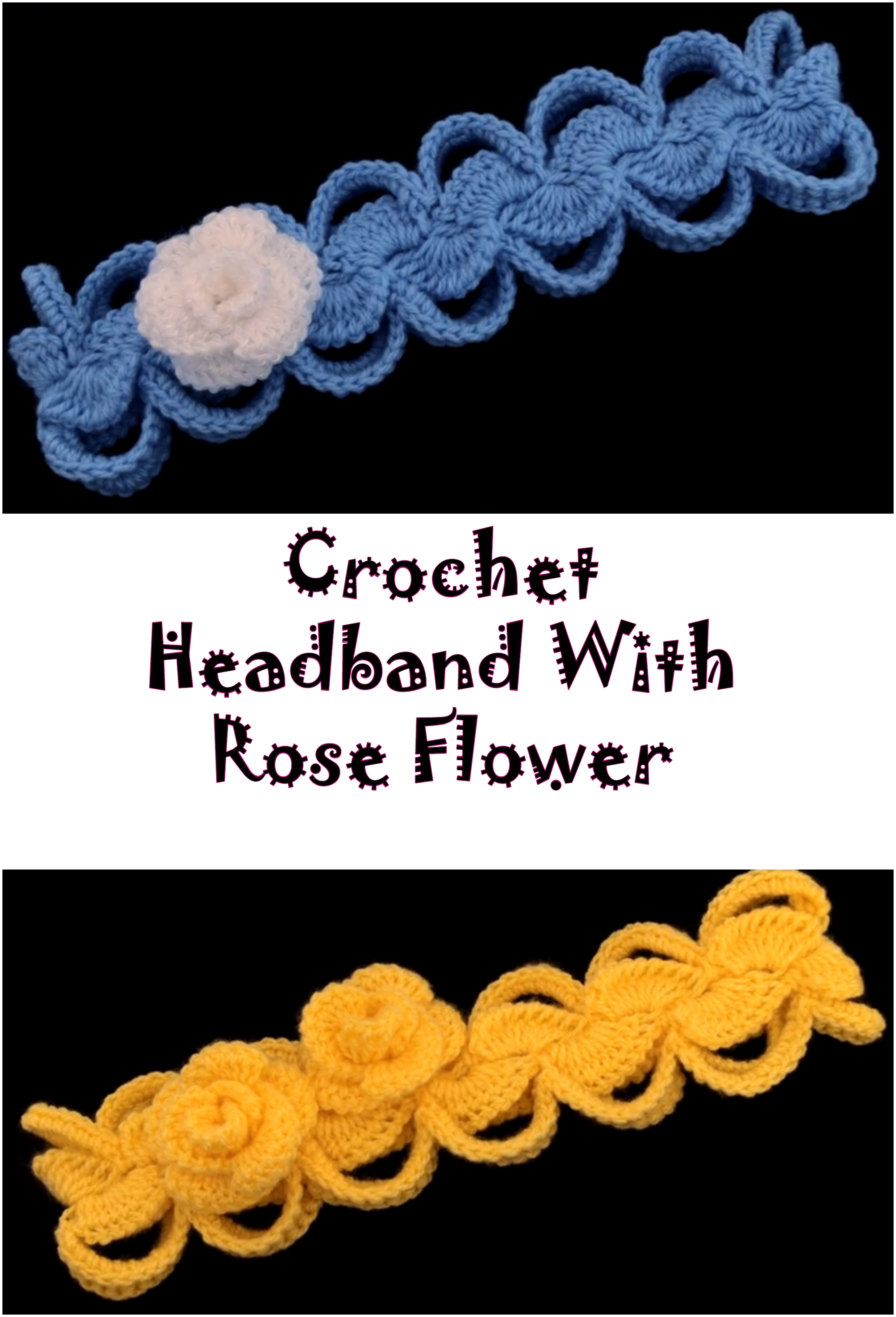Crochet Headband With Rose Flower