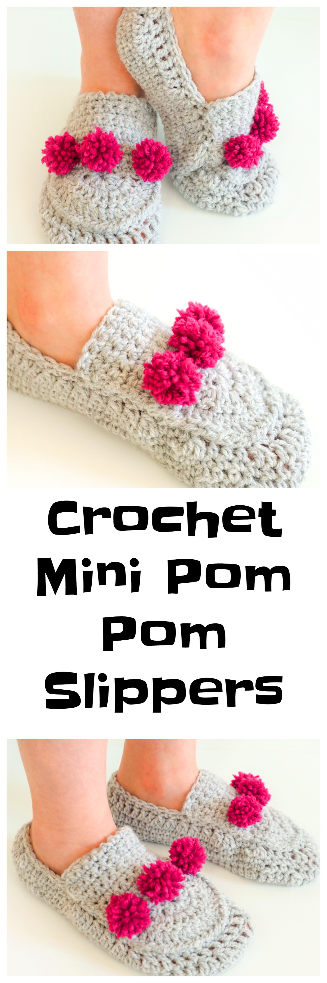 Crochet Mini Pom Pom Slippers