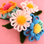 Crochet Spring Flower With Leaves