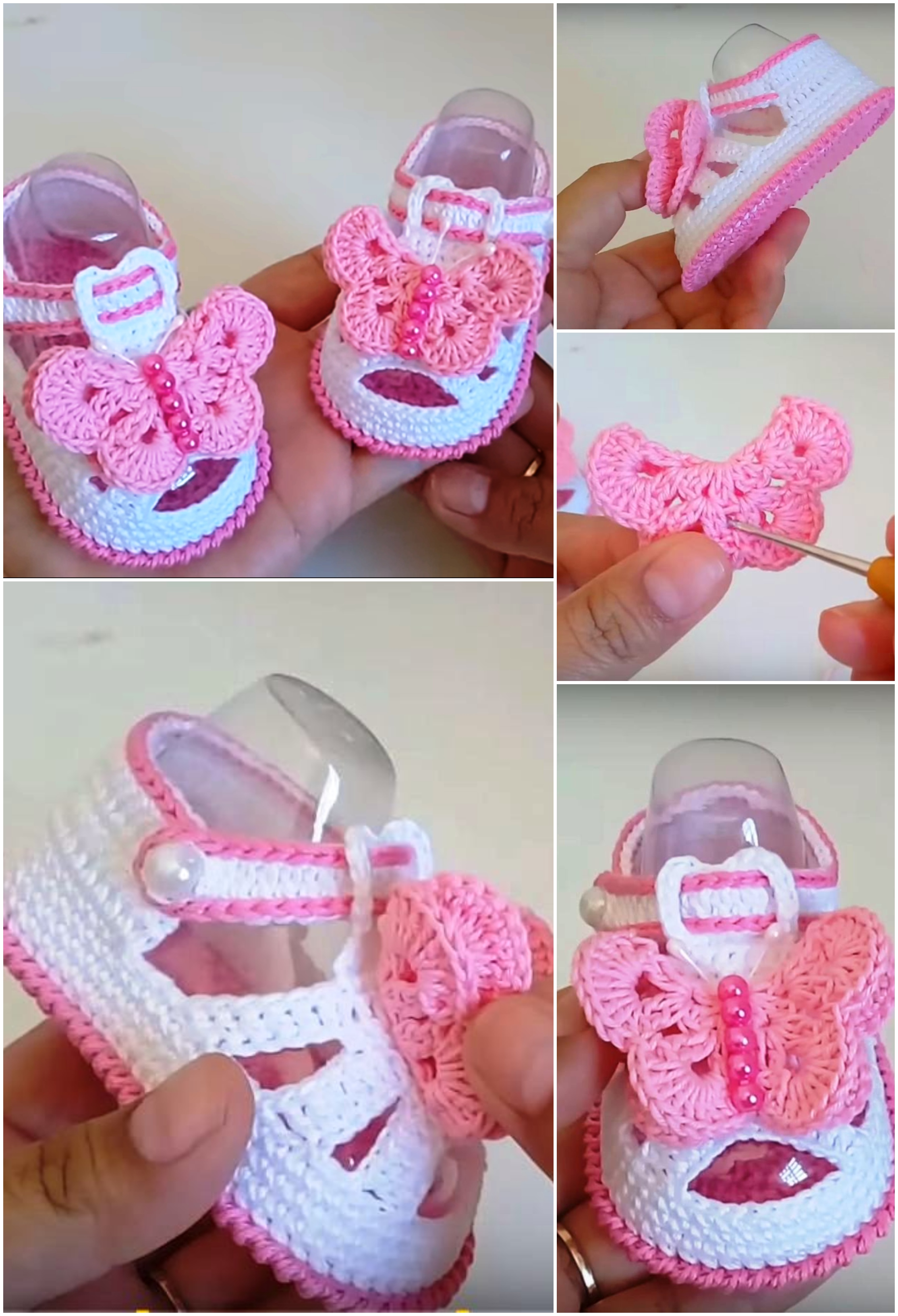 Crochet Baby Girl Shoes With Butterfly 