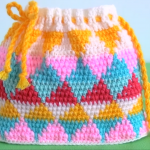 Crochet Rainbow Colored Bag With Triangles