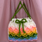 Crochet 3 D Handbag In Rainbow Colors