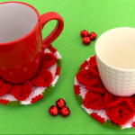 How To Crochet Christmas Coasters With 3 D Flowers