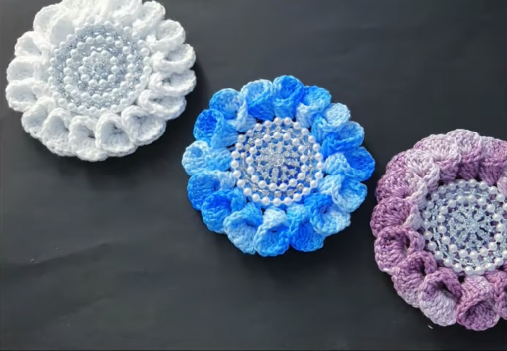 Crochet Adorable Flower With Beads Crochet Ideas