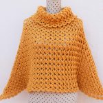 Crochet Turtleneck Poncho For Women