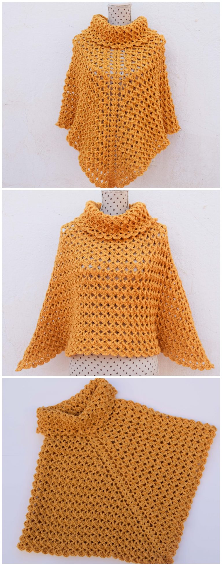 Crochet Turtleneck Poncho For Women Crochet Ideas