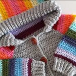 Crochet Baby Hoodie In Rainbow Colors
