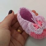 Crochet Baby Shoes With Butterfly Applique