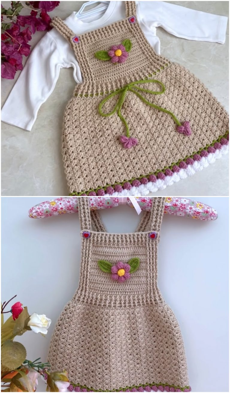 Crochet Easy Baby Dress With Flower Crochet Ideas