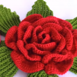 Crochet 3D Flower With Leaves