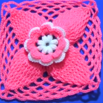 Crochet Granny Square With Leaves And Flowers