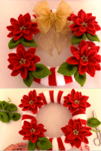 Crochet Christmas Wreath With Flowers - Crochet Ideas