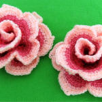 Crochet Colorful Roses With Leafs