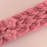 Crochet Headband With Braids And Flowers