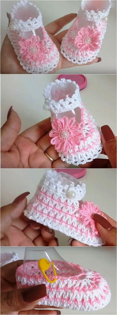 Crochet Baby Shoes With Flower From 0 To 3 Months - Crochet Ideas