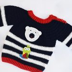 Crochet Baby Sweater With Bear Applique