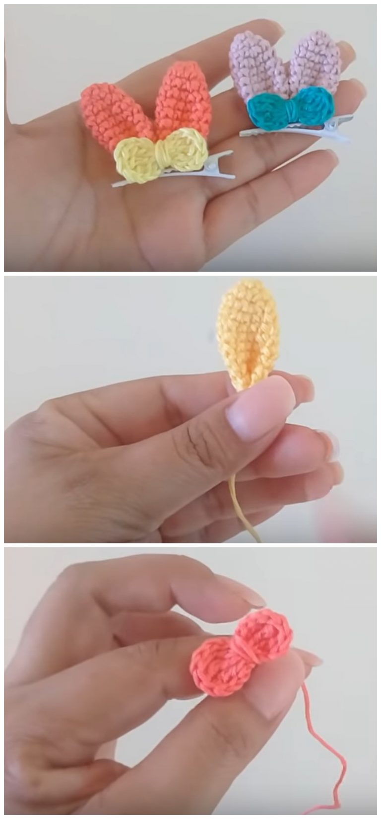 How To Crochet Tiny Hair Clips Crochet Ideas