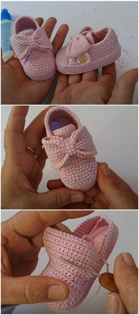 Crochet Lovely Baby Girl Shoes With Bow - Crochet Ideas