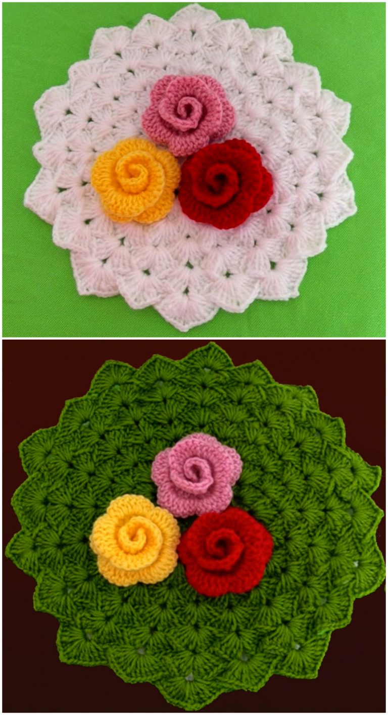 Crochet Lovely Doily With Flowers - Crochet Ideas