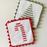 Crochet Candy Cane And Christmas Tree Hot Pad