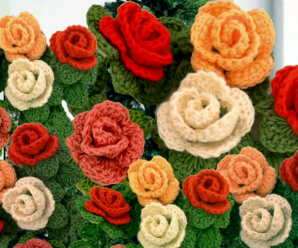 Crochet 3 D Roses With Leaves